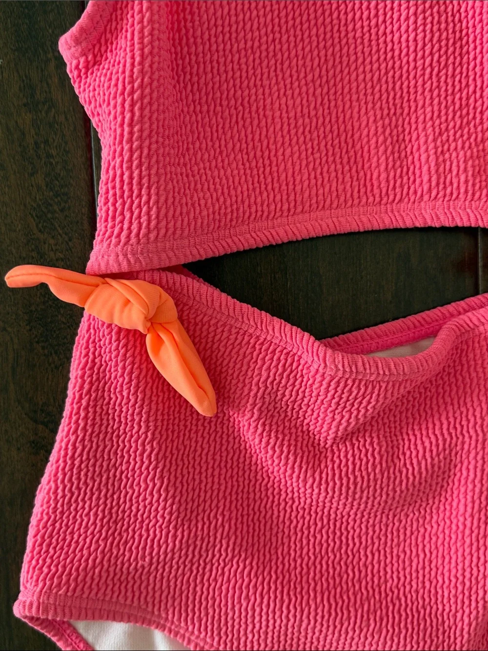 Derek Heart Bright Hot Pink Textured Two-Piece Swimsuit with Coral Side Ties!